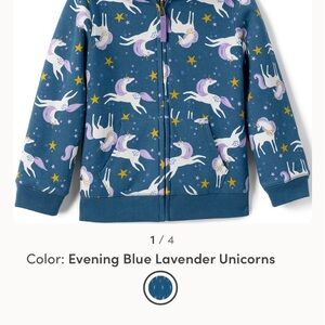Lands' End Evening Blue Hoodie with Unicorns